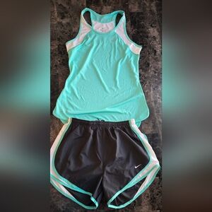 Nike Women's Black and Teal Running Shorts